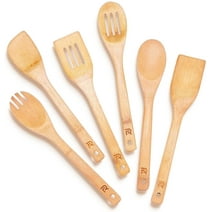 Riveira Wooden Spoons for Cooking 6-Piece Bamboo Utensil Set Apartment Essentials Wood Spatula Spoon Nonstick Kitchen Utensil Set Housewarming Gifts Wooden Utensils for Everyday Use