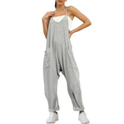 Rivelino Jumpsuits for Women Sleeveless Loose Rompers Spaghetti Strap Baggy Overalls
