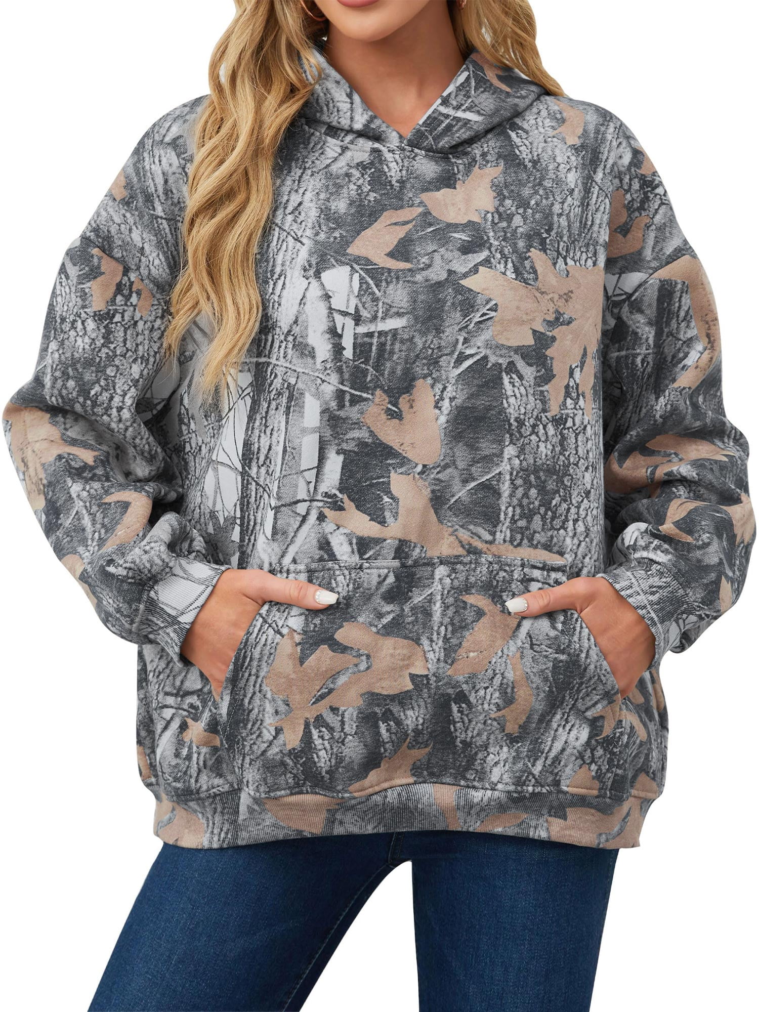Rivelino Plus Size Camo Hoodie for Women Oversized Sweatshirts Long Sleeve  Fleece Sweaters Pullover Fall Outfits with Pocket - Walmart Business  Supplies