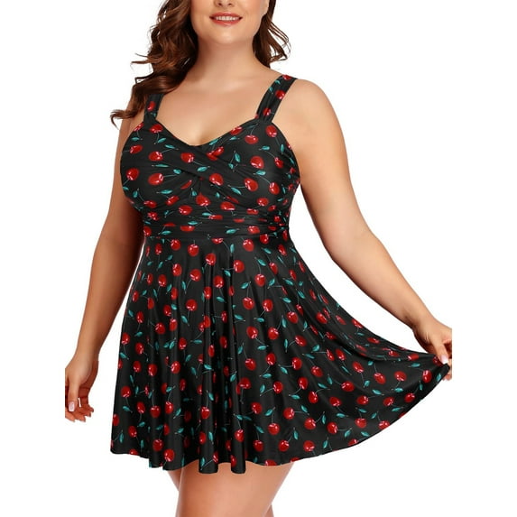 Rivelino Women Plus Size Two Piece Tankini Swimsuits Flowy Swimdress Tummy Control Bathing Suits with Shorts