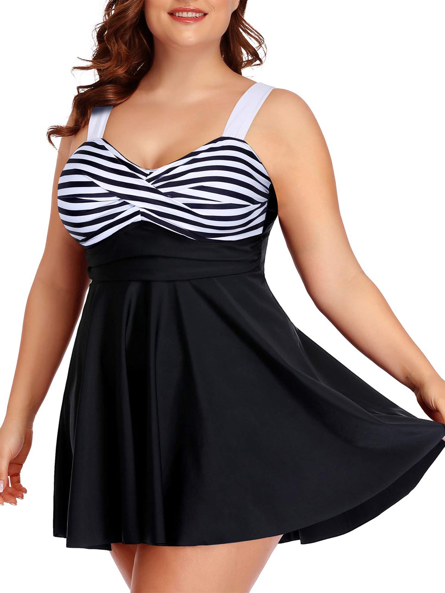 Aboser Two Piece Tankini Swimsuits For Women Plus Size Tummy Control Bathing Suits Ruffle V Neck Swimdress With Shorts Flowy Floral Print Swimwear