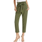 Rivelino Women's Cropped Paper Bag Waist Pants with Pockets