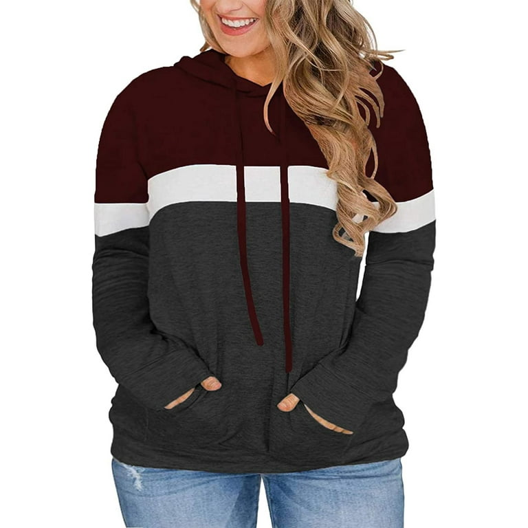 Rivelino Women s Plus Size Long Sleeve Hoodies Pullover Color Block Sweatshirt Walmart