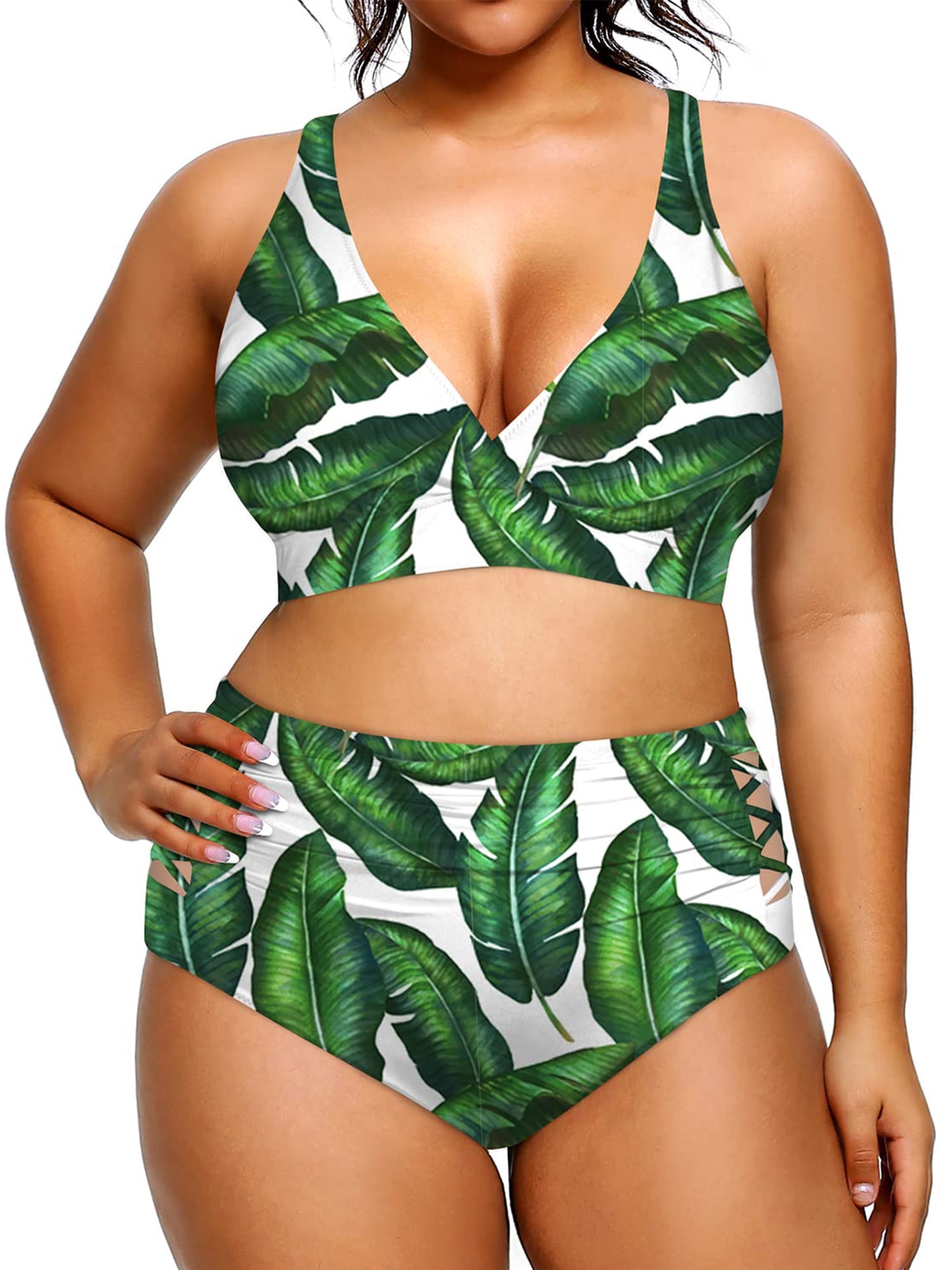 Rivelino Women's Plus Size Two Piece Tankini Swimsuit High Waisted Bikini  Bathing Suits