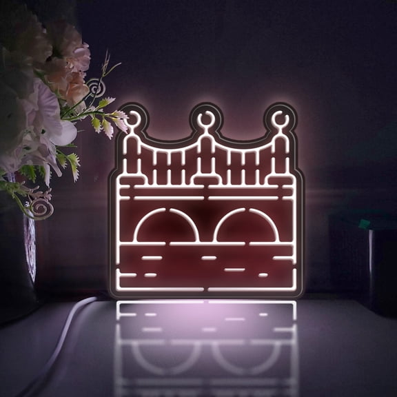 River And Bridge Led Light Box, Dimmable Neon-Like Light Signs USB Power for Wall Decor Bedroom Decoration, Static Light (WxH) 11"x11"