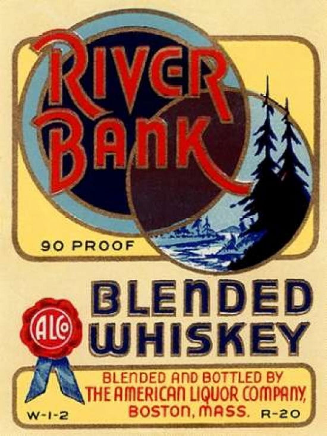 River Bank Blended Whiskey Canvas Art - Vintage Booze Labels (18 x 24)