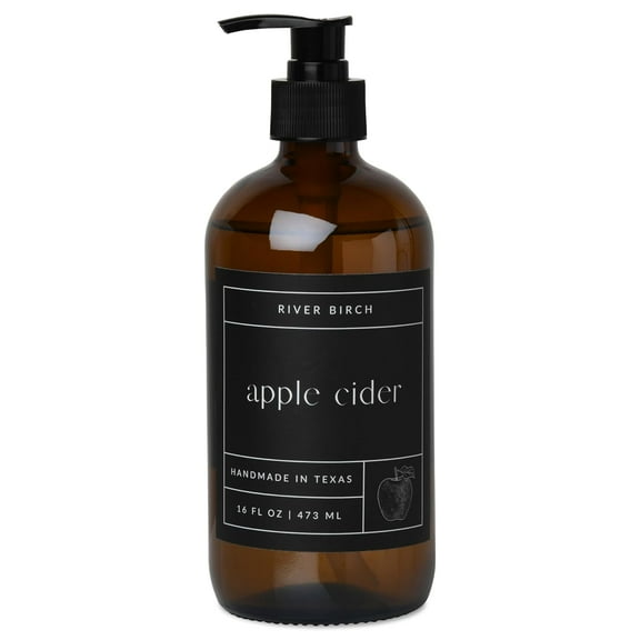 River Birch Apple Cider Scented Natural Hand Soap - Handmade Organic Hand Soap - Moisturizing Hand Wash with Amber Dispenser - Luxury Scented Hydrating Hand Soap - Vegan and Non Toxic - 16 Fl Oz