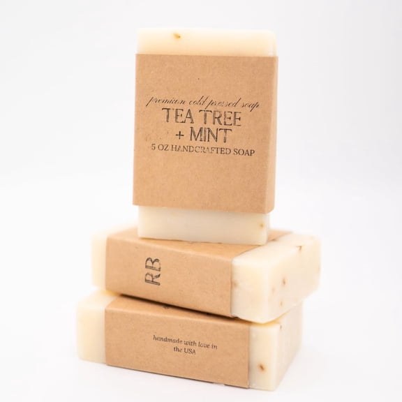 River Birch Tea Tree + Mint Handcrafted, Cold Process 5 oz. Soap Bars 3-pack – Vegan and Cruelty-Free