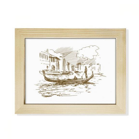 River Boat Landmark Sketch Landscape Desktop Photo Frame Picture Art Decoration Painting 6x8 inch
