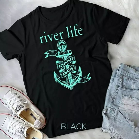 River Boat Life Anchor Cute Southern Mint Camping Attitude Unisex T-Shirt Unisex S-5XL Hot Trending Shirt, Vintage Birthday Gift
