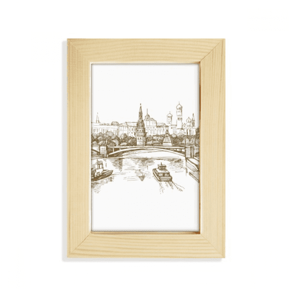 River Bridge Landmark Sketch Desktop Display Photo Frame Picture Art Painting 5x7 inch