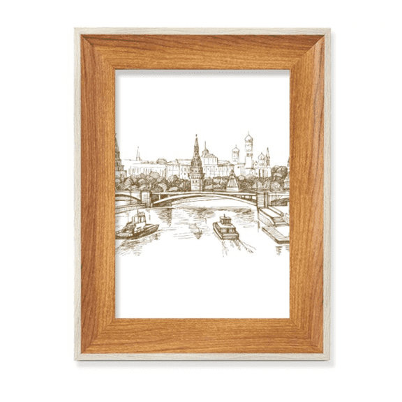 River Bridge Landmark Sketch Desktop Wooden Photo Frame Display Picture Art Painting Multiple Sets