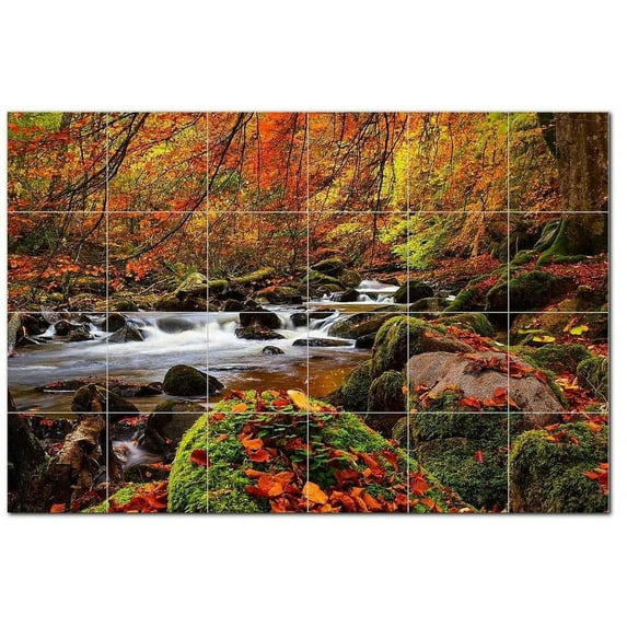River Ceramic Tile Mural Kitchen Backsplash Bathroom Shower, 401437-M64