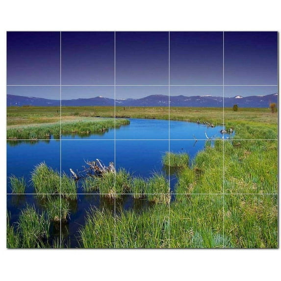 River Ceramic Tile Mural Kitchen Backsplash Bathroom Shower, 401460-L54