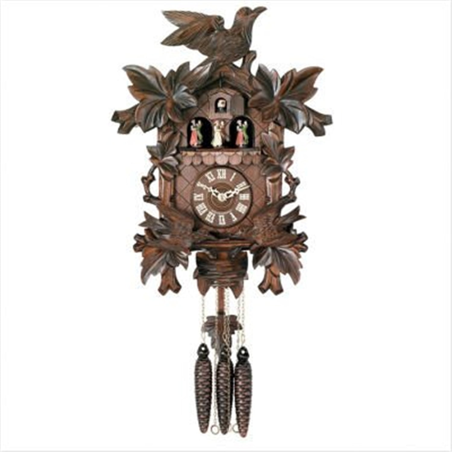 Hand-Carved Maple Wood Musical Cuckoo Clock with Dancers