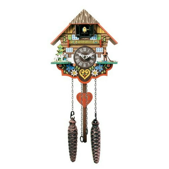 river city clocks musical multi-colored quartz cuckoo clock - 8 inches tall - model # m8-08pq
