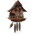 thumbnail image 1 of River City Cuckoo MD464-14 One Day Musical Cuckoo Clock Cottage with Boy on Rocking Horse  Moving Waterwheel  and Dancers, 1 of 2