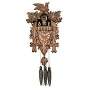 One Day Musical Cuckoo Clock with Dancers, Five Hand-carved Maple Leaves, One Bird, and Hand-Painted Flowers