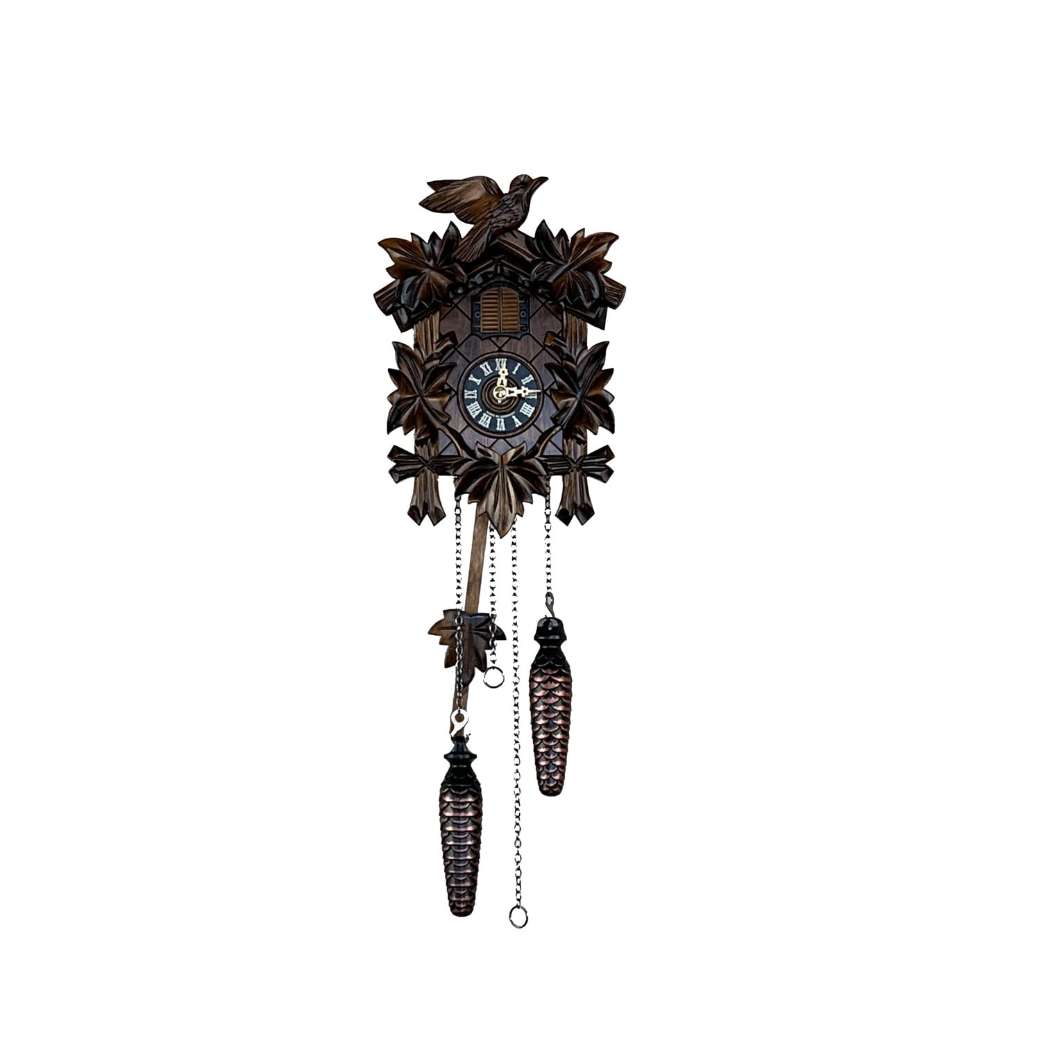 River City Clocks Quartz Cuckoo Clock with Five Leaves & Bird
