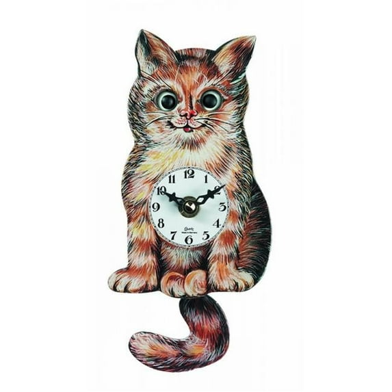 River City Cuckoo Butters the Cat - Moving Eyes Cat Clock with Tail Pendulum