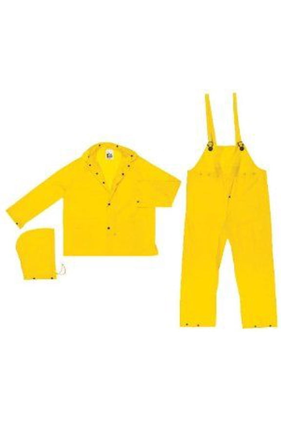 River City Garments(R) 3X Yellow Squall .20 mm PVC Disposable 3 Piece Rain Suit (Includes Jacket With Front Snap Closure, Detached Hood And Snap Fly Bib Pants)