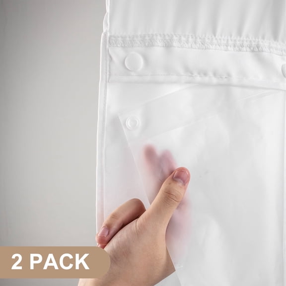 Yiannan 2 Pack Waterproof Peva Snap in Shower Curtain Liner Replacement with Magnets, Frosty, 54" W x 70" H