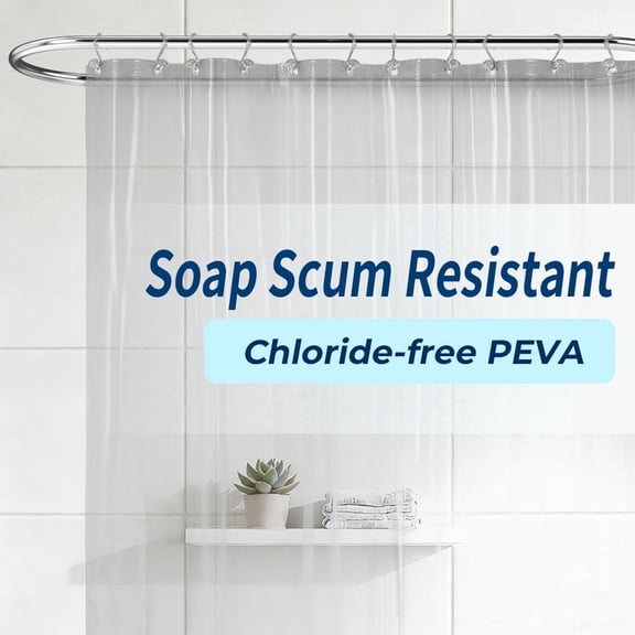 Yiannan Clear Black PEVA Shower Curtain Liner, Rustproof Grommets, Waterproof, 3 Magnets,71x72