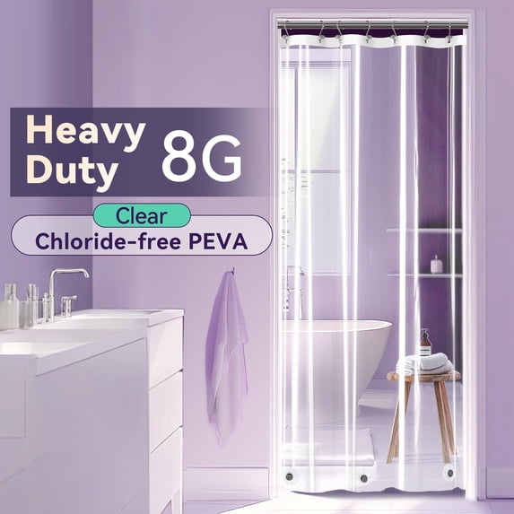 Yiannan Clear PEVA Shower Curtain Liner - Stall Size 36×72, Waterproof, 3 Magnets
