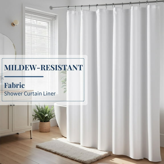 Yiannan Fabric Shower Curtain Liner with Magnets 72 x 72 inches,White