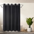 thumbnail image 1 of River Dream Hotel Grade No Hooks Needed Shower Curtain with Snap in Liner,Water Repellent, Machine Washable (Black-No Window, 71"x74"(W/Liner)), 1 of 6