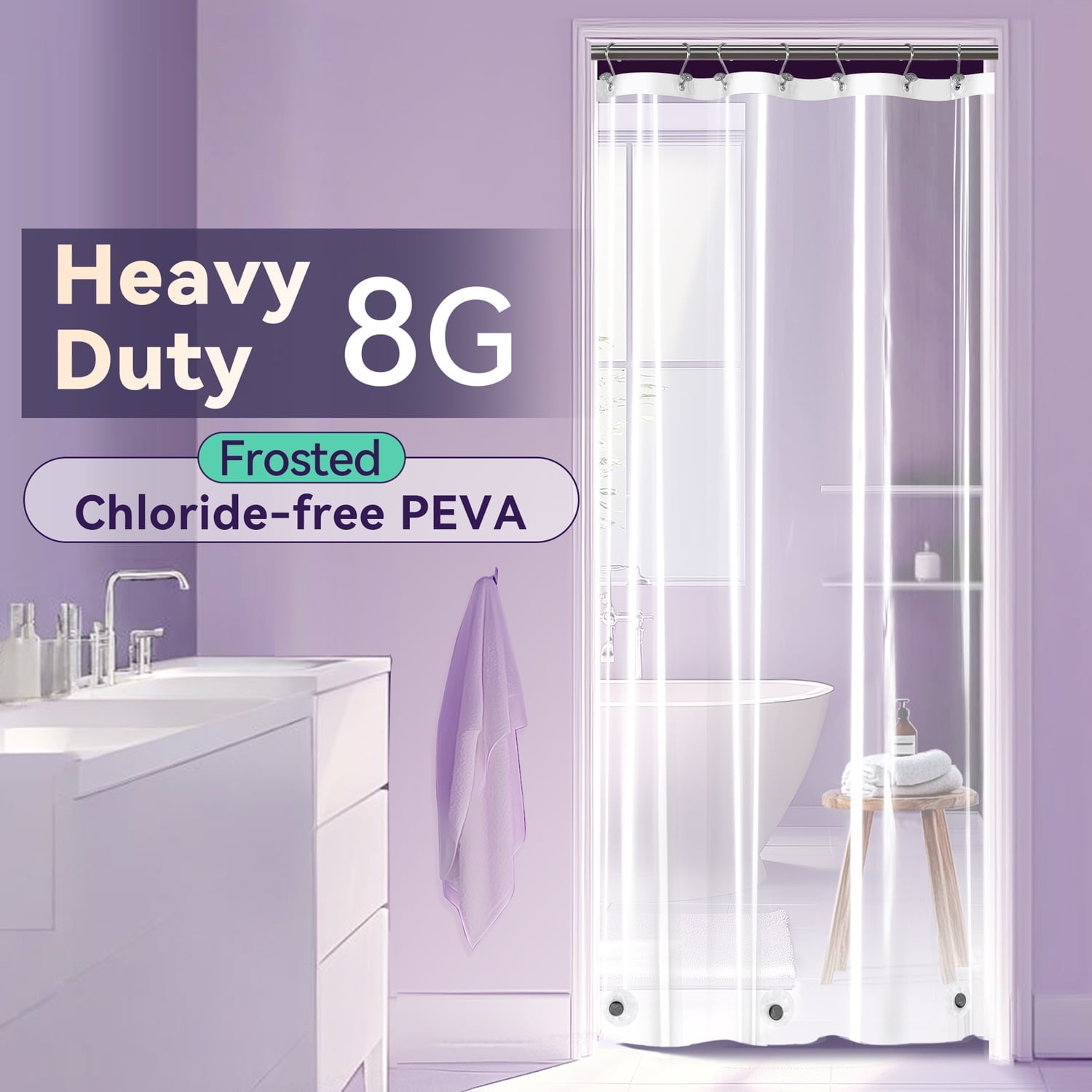River Dream Stall 8G Heavy Duty PEVA Shower Curtain Liner, Waterproof