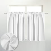 River Dream Waffle Kitchen Curtains Valance for Cafe 2 Panels, 36 Inch Short, 36"x45", White