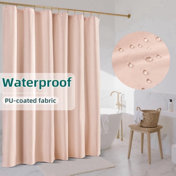 Yiannan Waterproof Fabric Shower Curtain Liner with 3 Magnets,Machine Washable，Mold Resitant,72x72inch,Blush Pink