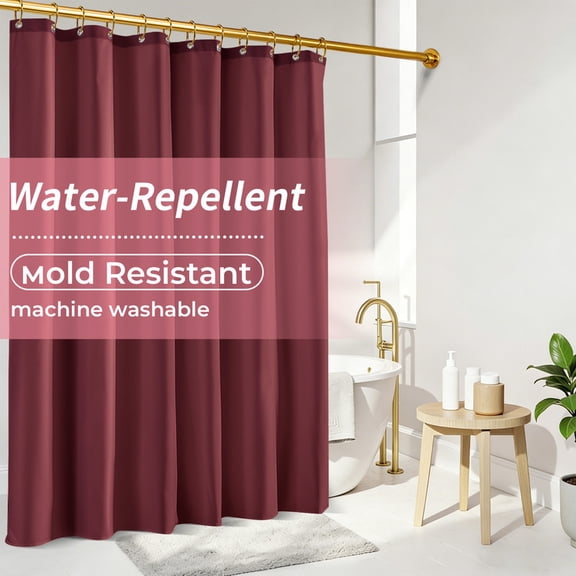 Yiannan Waterproof Fabric Shower Curtain Liner with 3 Magnets,Machine Washable,Mold Resitant,72x72inch,Burgundy