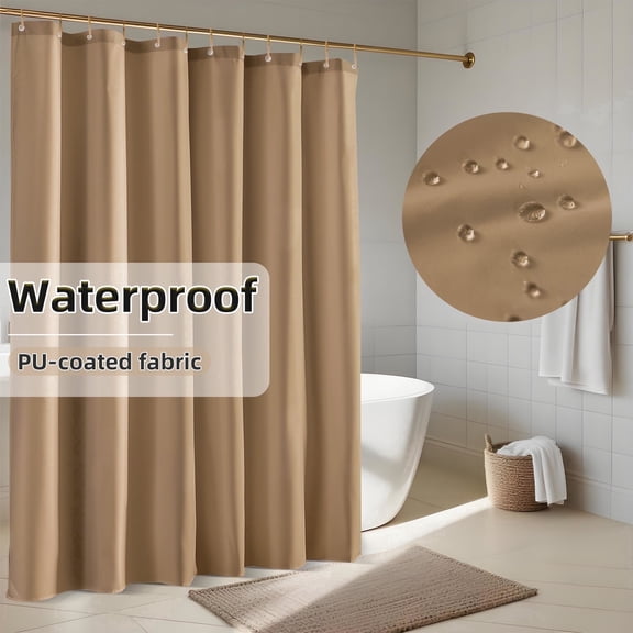 Yiannan Waterproof Fabric Shower Curtain Liner with 3 Magnets,Machine Washable，Mold Resitant,72x72inch,Coffee