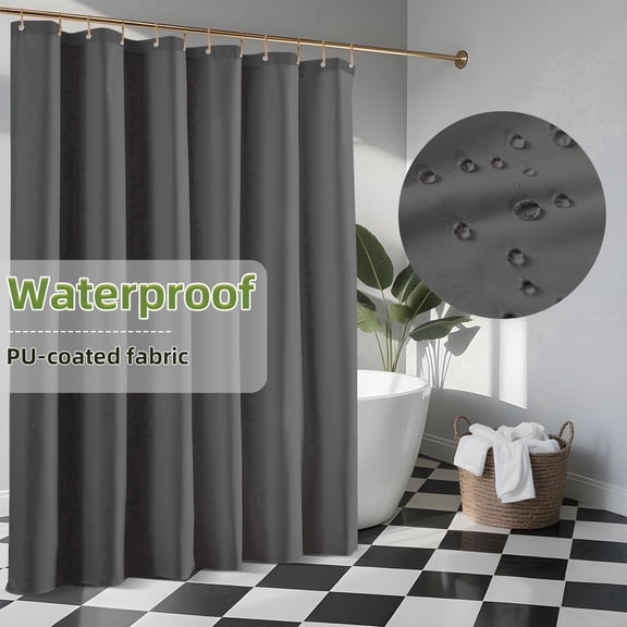 Yiannan Waterproof Fabric Shower Curtain Liner with 3 Magnets,Machine Washable,Mold Resitant,Standard 72x72 inch,Dark Gray