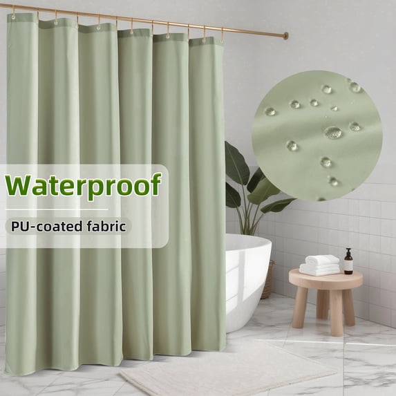 Yiannan Waterproof Fabric Shower Curtain Liner with 3 Magnets,Machine Washable,Mold Resitant,72x72inch,Desert Sage
