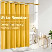 Yiannan Waterproof Fabric Shower Curtain Liner with 3 Magnets,Machine Washable，Mold Resitant,72x72inch,Mustard Yellow