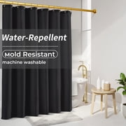 Yiannan Waterproof Fabric Shower Curtain Liner with 3 Magnets,Machine Washable，Mold Resitant，Standard 72x72inch,Black