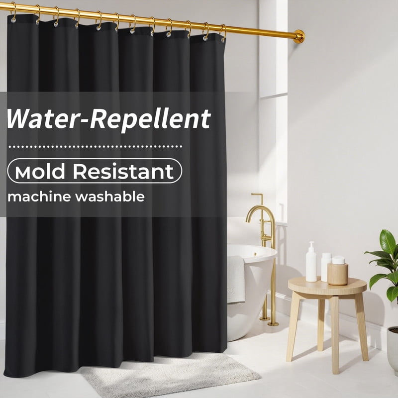 Yiannan Waterproof Fabric Shower Curtain Liner with 3 Magnets,Machine Washable，Mold Resitant,Extra Long 72x84inch