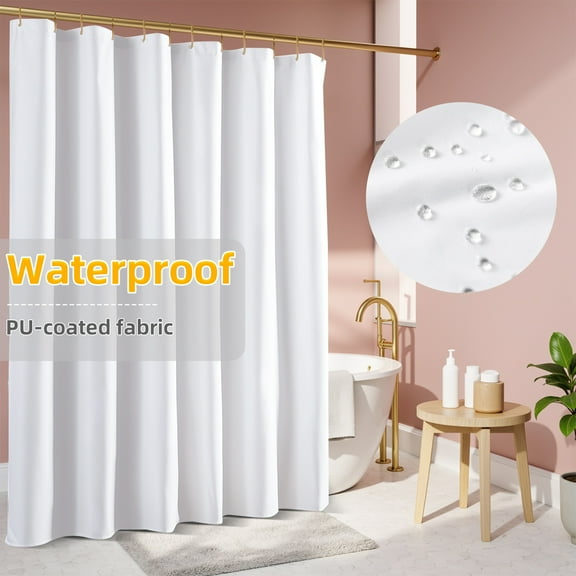 River Dream Waterproof Fabric Shower Curtain Liner with 3 Magnets, Machine Washable,72x72, White
