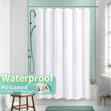 River Dream Waterproof Fabric Shower Curtain Liner with 3 Magnets, Machine Washable,72x72, White