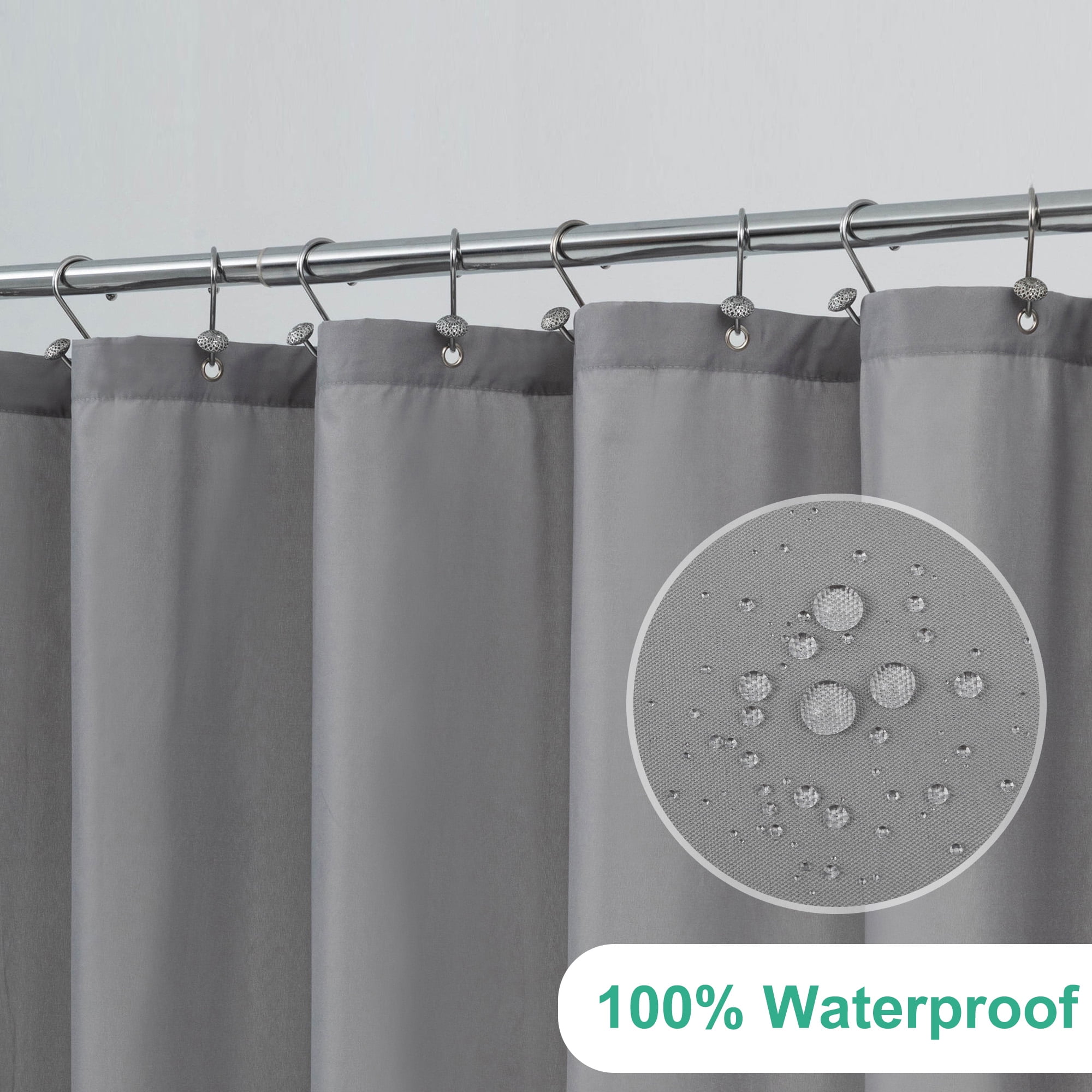 River Dream Waterproof Fabric Shower Curtain Liner with 3 Magnets, Machine Washable,72x72 ...