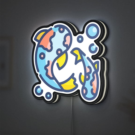 River Fish 3D Novelty Light Box, Animal and Sea Lamp Decor for Fishing Lovers, Nature Rooms and Aquatic Themed Interiors (Width 8 inch, 20cm)