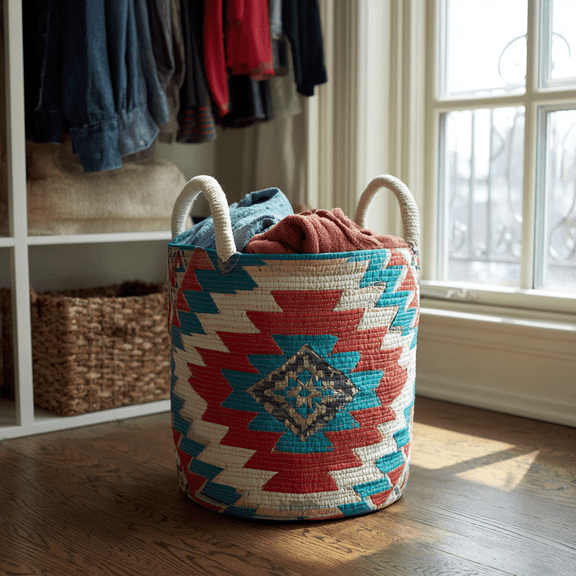 River Flame Quilted Laundry Basket