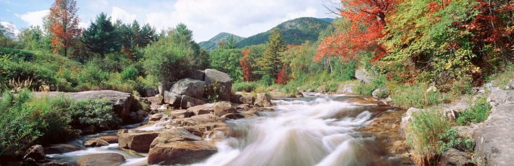 River Flowing Through Rocks Ausable River Wilmington New York State USA Canvas Art - Panoramic Images (36 x 12)