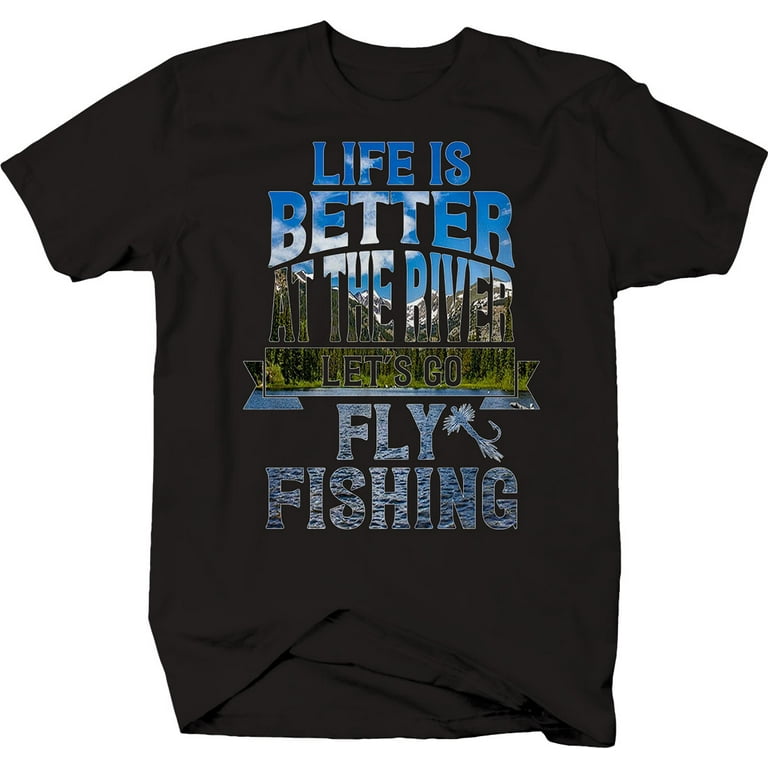 River Fly Fishing Graphic Tshirts for Men Large 