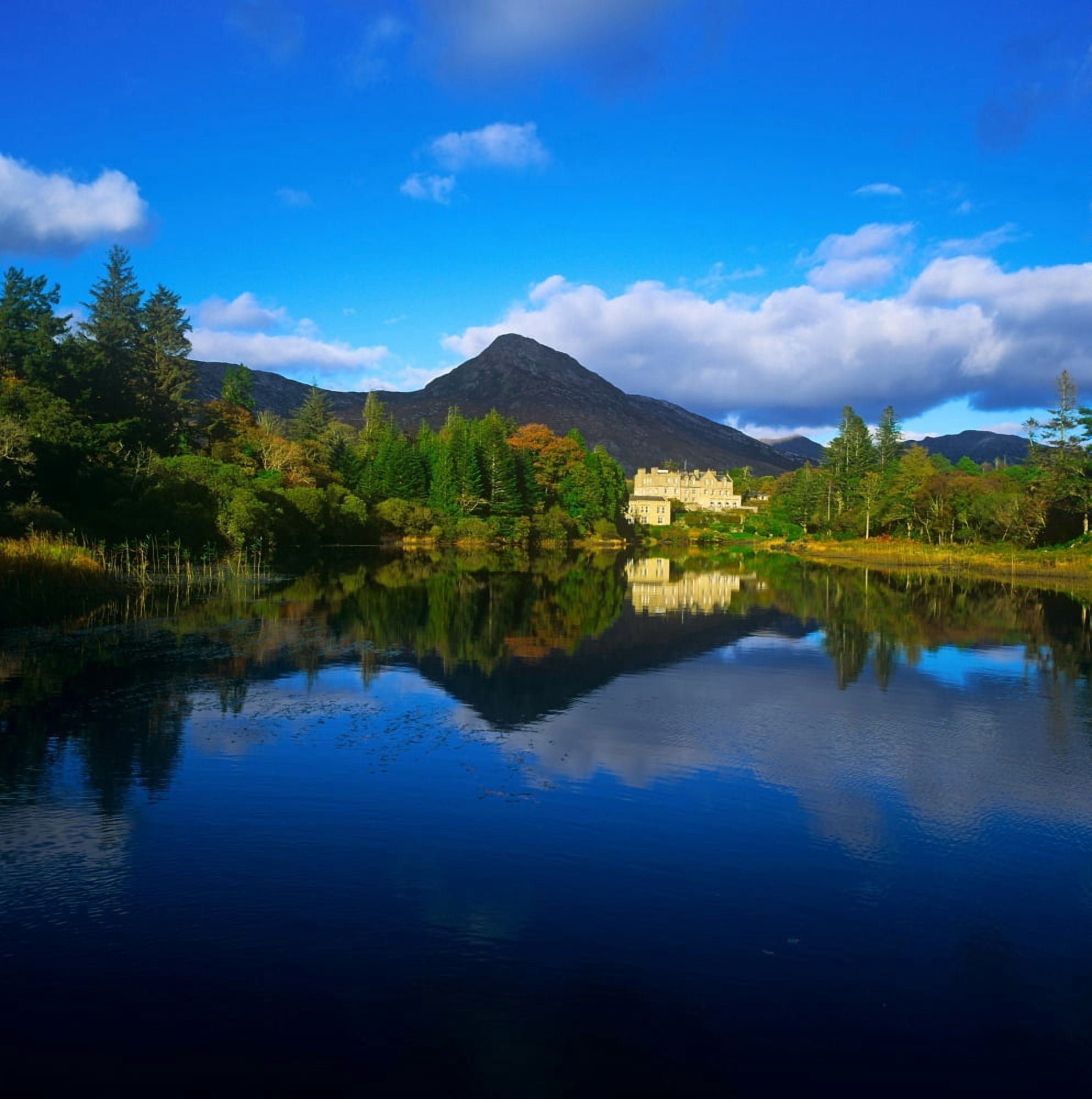 River In Front Of A Castle Ballynahinch Castle Twelve Pins County Galway Republic Of Ireland Canvas Art - The Irish Image Collection Design Pics (24 x 24)