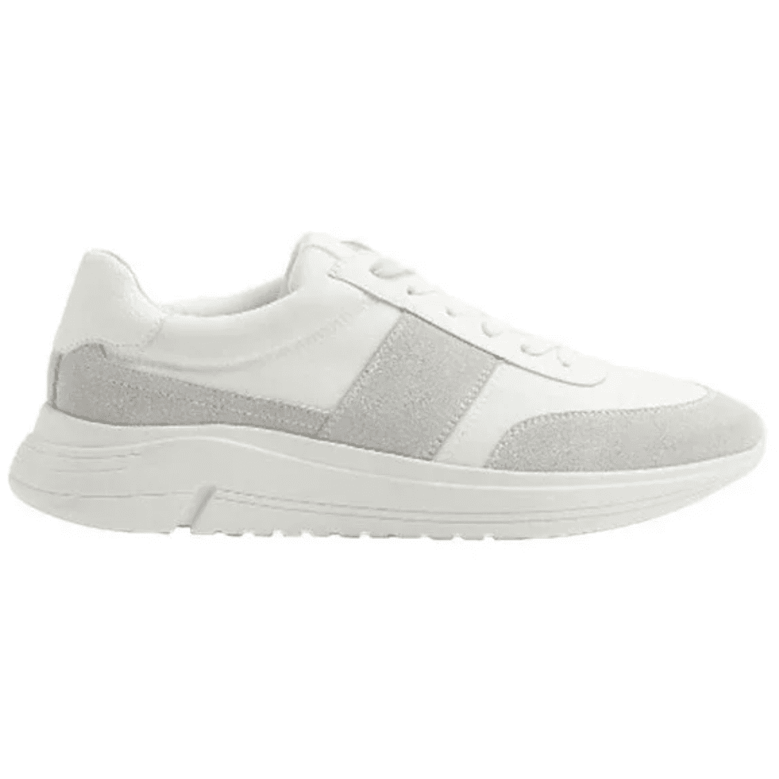 Mens Lace up Runner Sneakers in White, Size 11/45