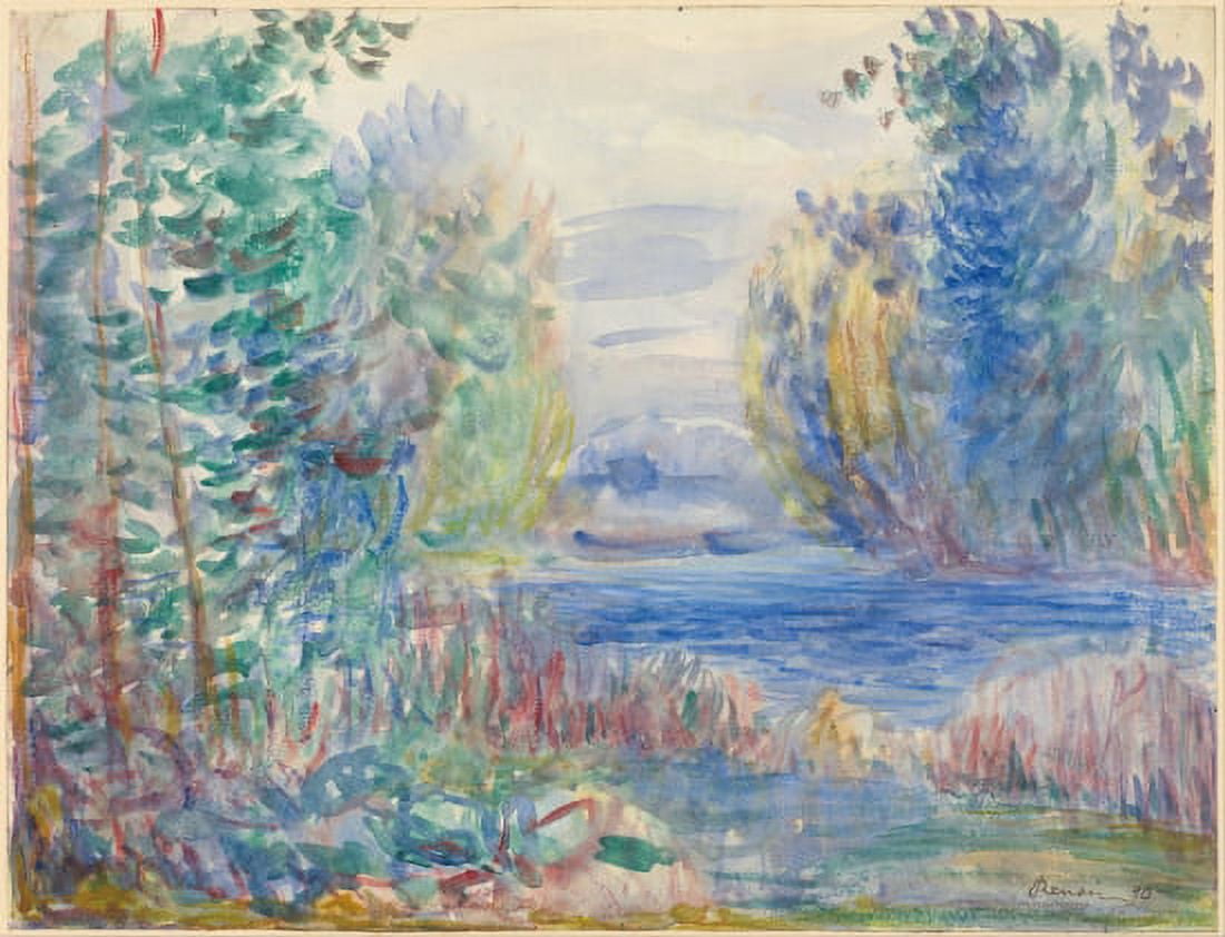 River Landscape 1890 Canvas Art - Pierre Auguste Renoir (18 x 24)